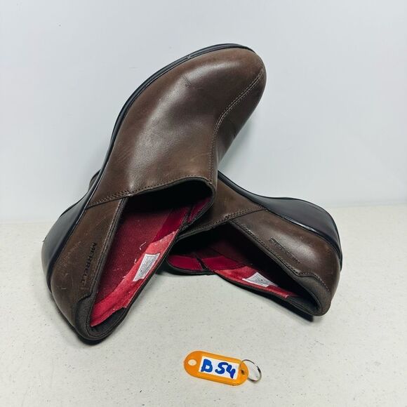 Merrell ANGELIC Slip-Ons Womens Size 9 Brown Leather Split-Toe Moc Loafer Clog - Picture 1 of 8